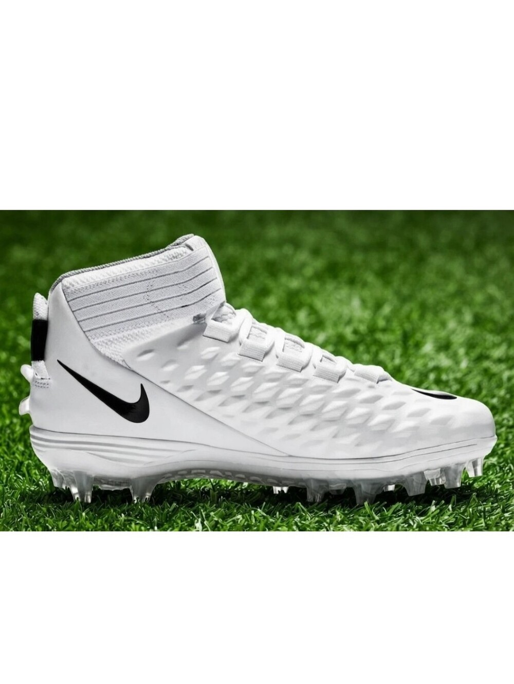 Nike Kids' White High-Top Cleats with Black Swoosh